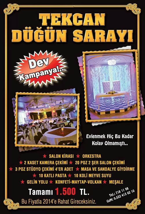 Tekcan Düğün Salonu Kampanya