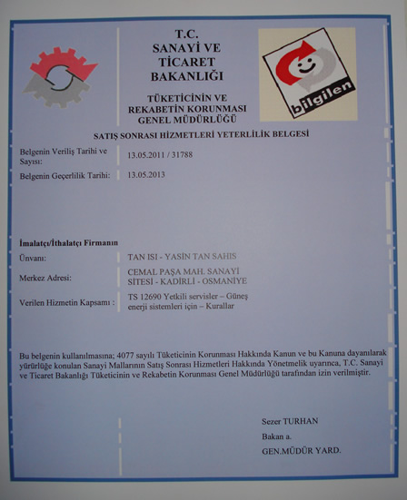 Satış Sonrası Hizmetleri Yeterlilik Belgesi